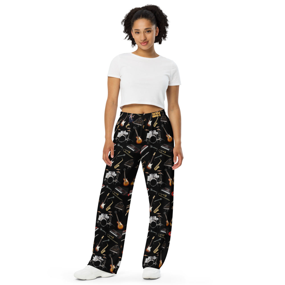 Father Groove™ Music Galaxy All-Over Print Unisex Wide-Leg Pants