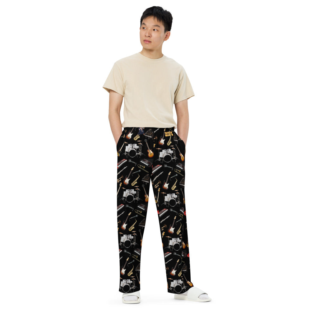 Father Groove™ Music Galaxy All-Over Print Unisex Wide-Leg Pants