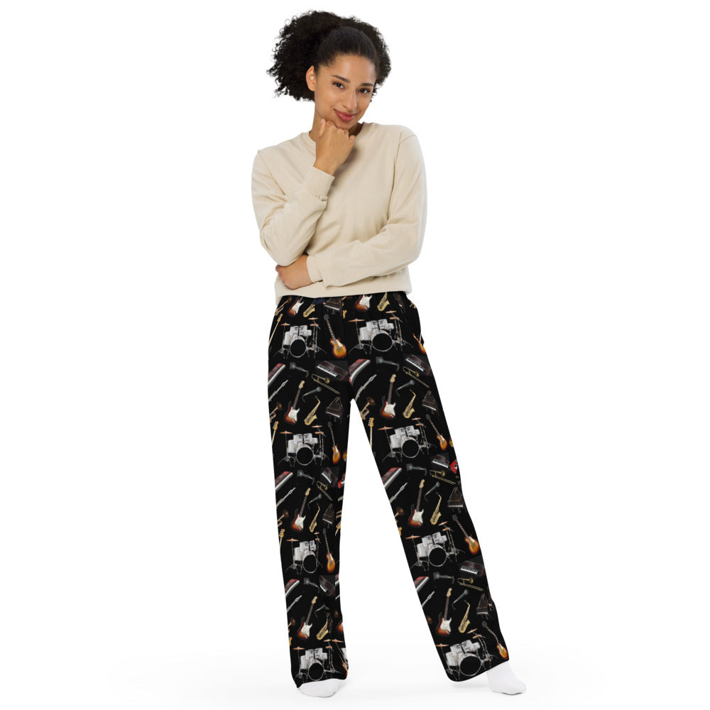 Father Groove™ Music Galaxy All-Over Print Unisex Wide-Leg Pants