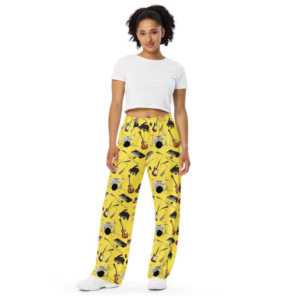 Father Groove™ Music Galaxy All-Over Print Unisex Wide-Leg Pants