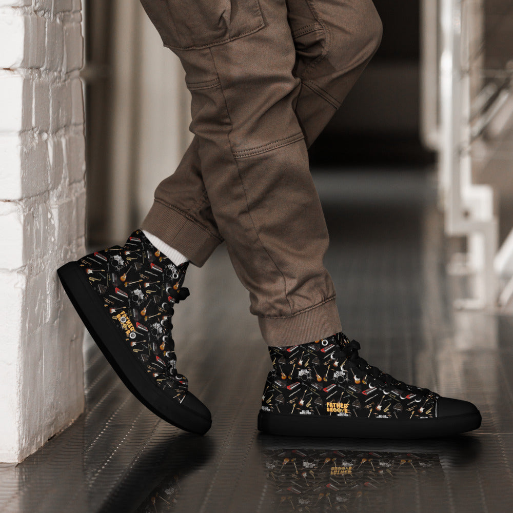 🎸 Father Groove™ “Music Galaxy” High-Top Canvas Sneakers