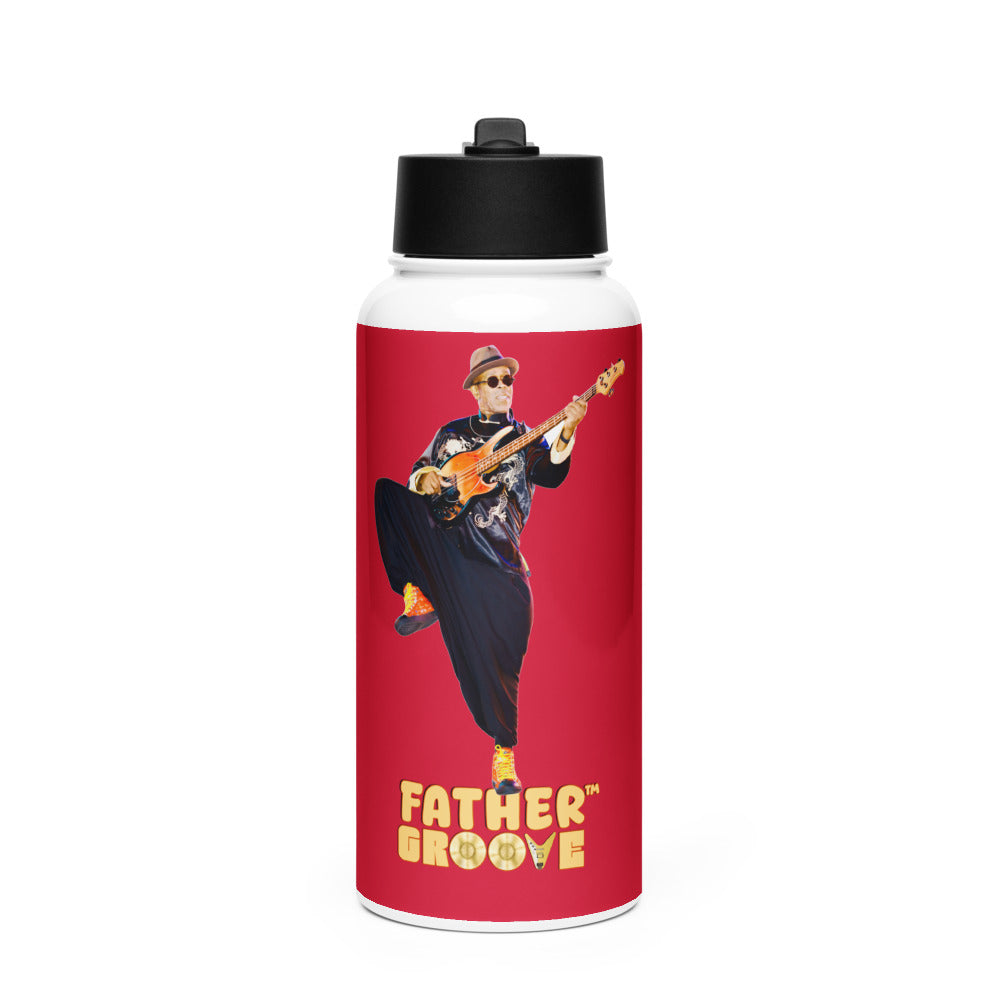 Father Groove™ Stainless Steel Water Bottle with a straw lid