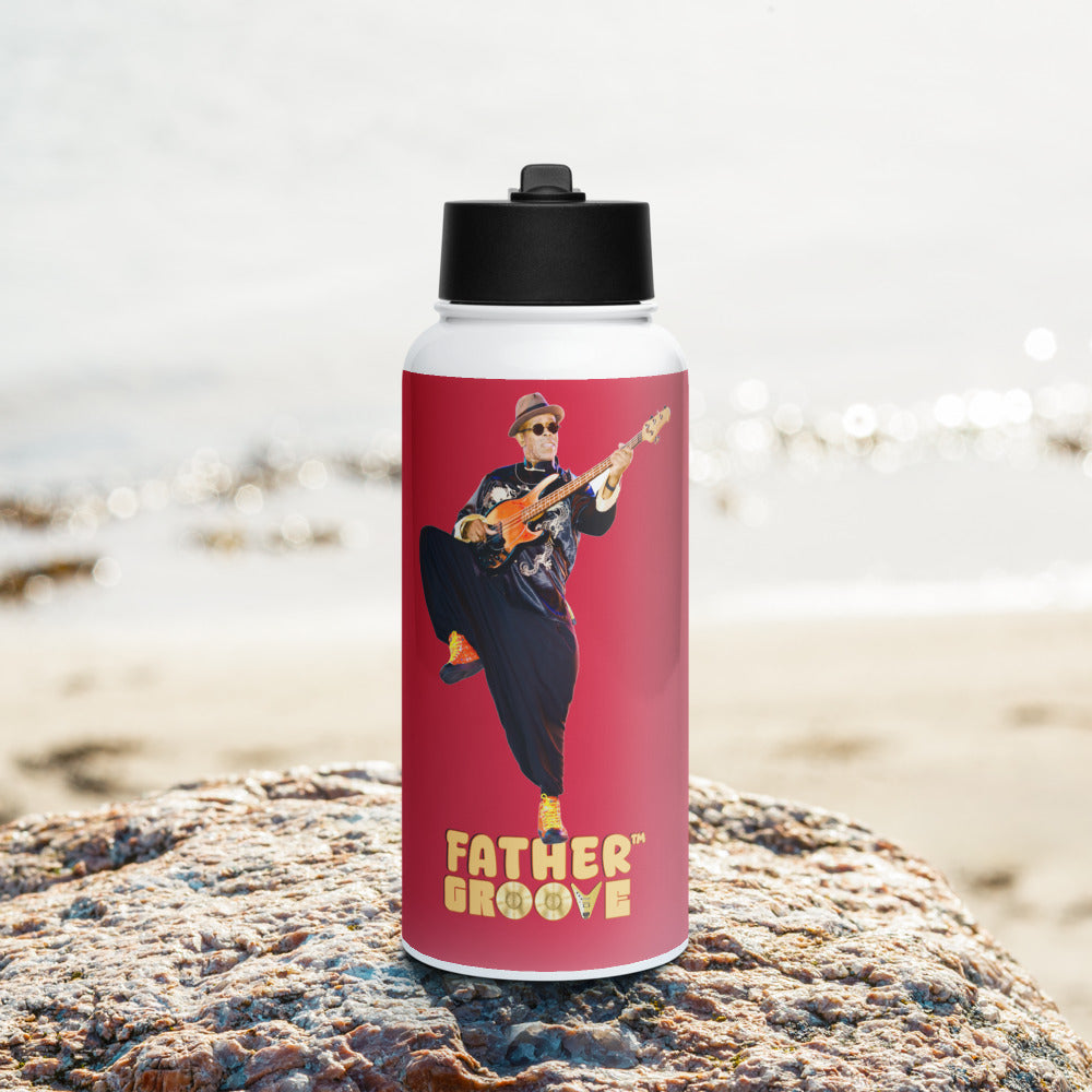 Father Groove™ Stainless Steel Water Bottle with a straw lid